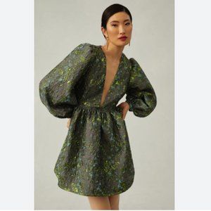 COREY LYNN CALTER DEEP-V JACQUARD DRESS